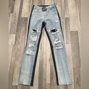 Rehab Lab Distressed Light Blue Jeans with Black on the Back